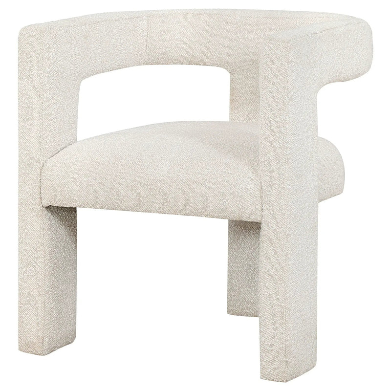Verda - Upholstered Accent Side Chair In Soft With Rounded Open Back And 3 Leg Base - White by HouseOfZazla