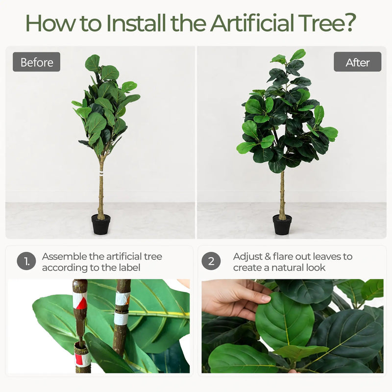 Artificial Fiddle Leaf Fig Tree 5.5FT with Planter by HouseOfZazla