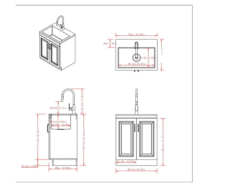 Darwin - Deluxe Laundry Cabinet With Pull-Out Faucet And Stainless Steel Sink by Unique Piece Furniture