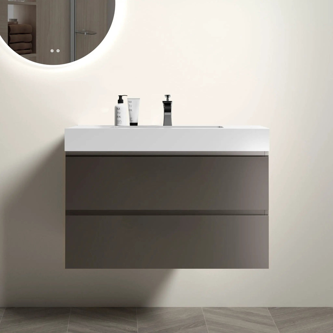 Alice - Bathroom Vanity With Sink, Large Storage Wall Mounted Floating Bathroom Vanity For Modern Bathroom, One-Piece Sink Basin Without Drain And Faucet by HouseOfZazla
