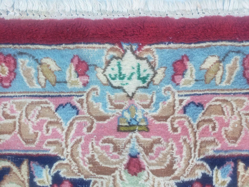 Antique Persian Kirman Rug 10x17 Oriental Carpet 10 x 17, Red, Multicolor, Namazian Signature Master Weaver, Shabby Chic, Semi Open Field by Jewel Rugs