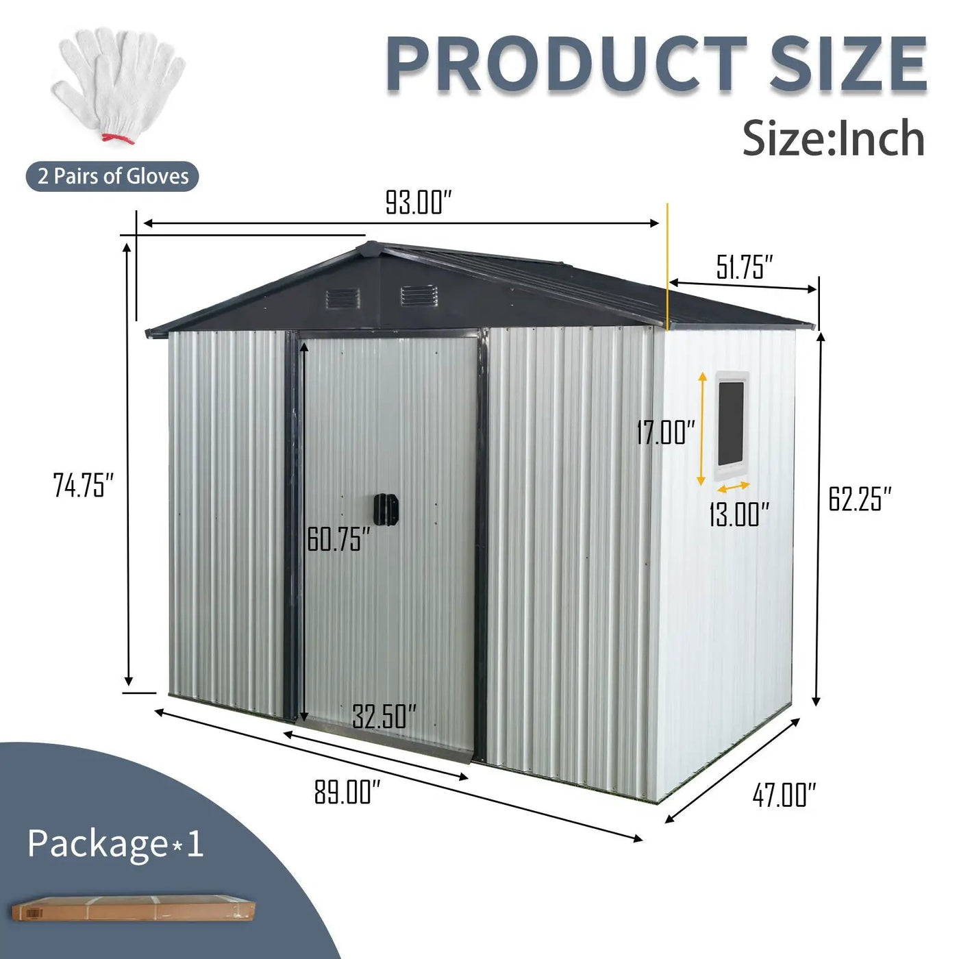 8Ft X 4Ft Outdoor Metal Storage Shed With Window And Metal Foundation For Backyard, Patio, Lawn by HouseOfZazla