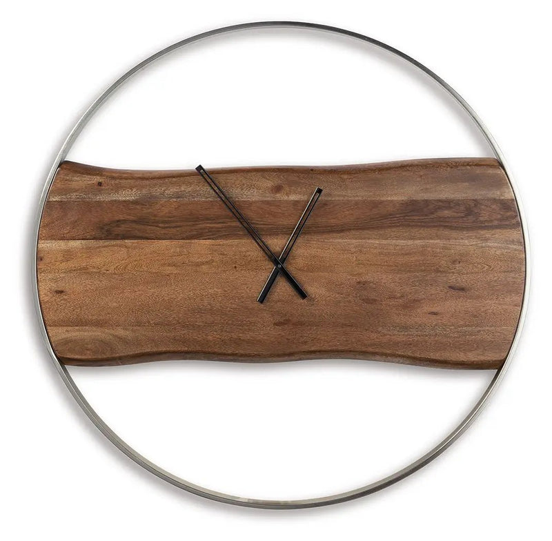 Panchali - Wall Clock - Brown / Silver Finish by Unique Piece Furniture