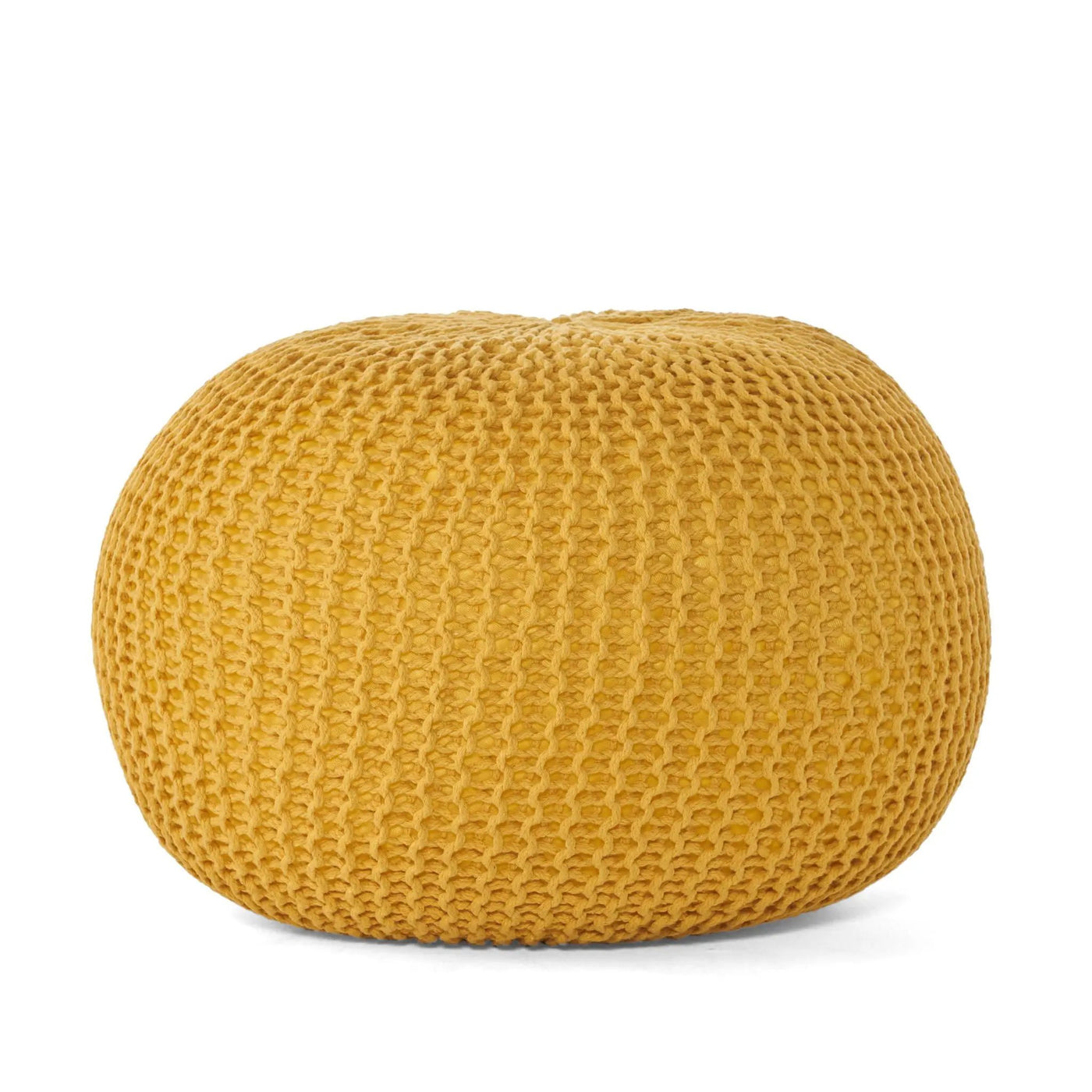 Bordeaux Knitted Cotton Round Pouf - Versatile Ottoman and Floor Cushion by HouseOfZazla