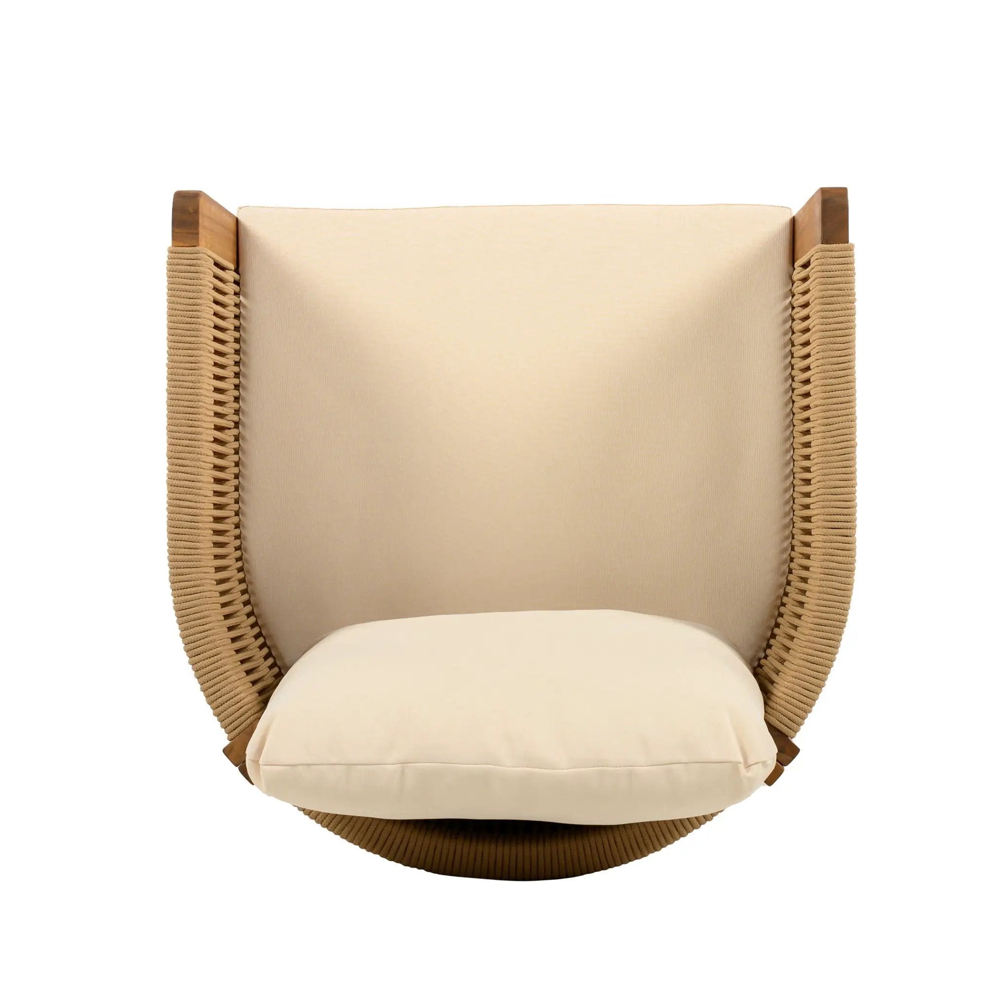 5 Piece Outdoor Dining Set With Round Table And 4 Wrapped Chairs - Black / Brown / Teak by HouseOfZazla