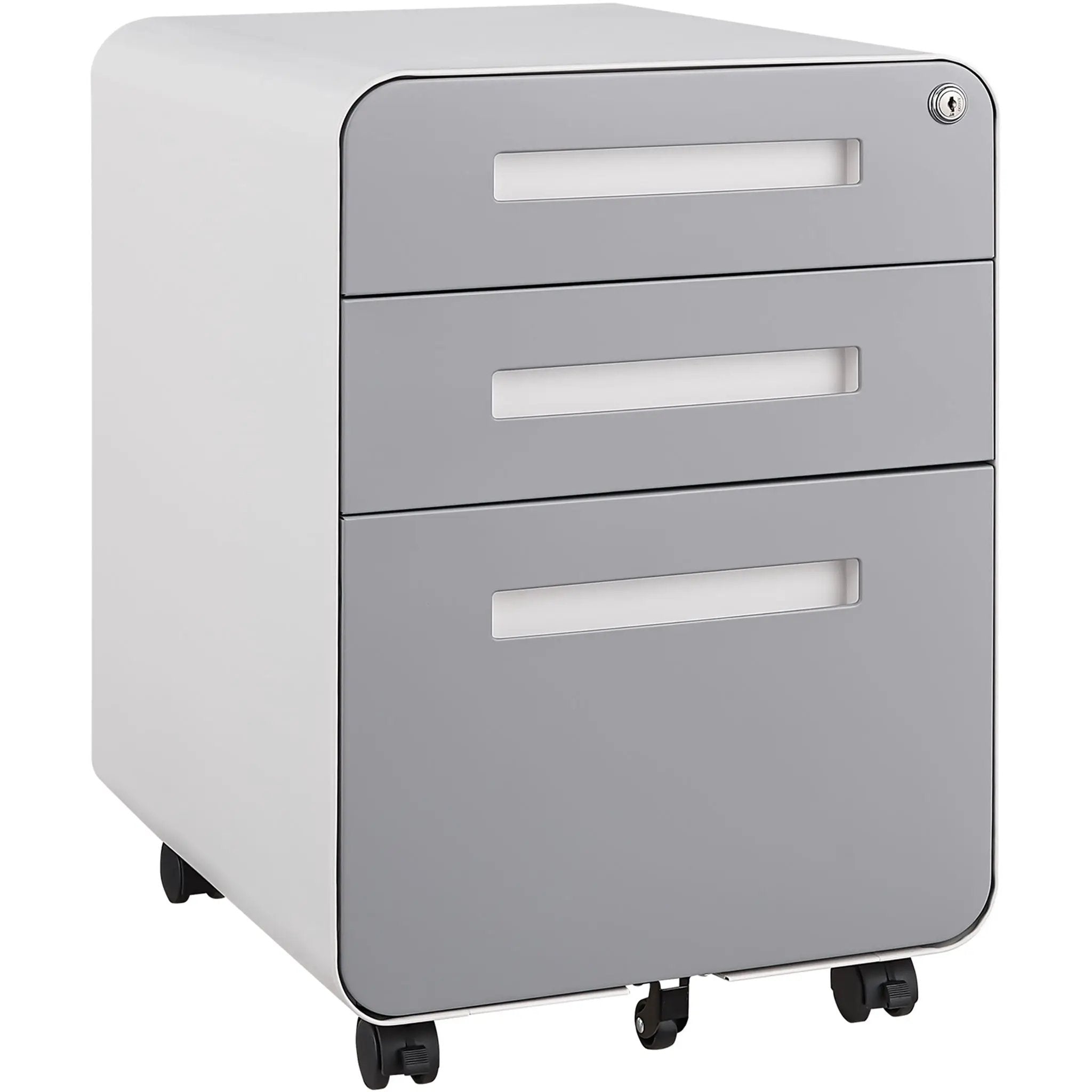 3 Drawer Mobile File Cabinet Under Desk Office, Simple Style Versatile Storage Cabinet For Legal / Letter / A4 Files, 5 Wheel Design Anti-Tilting Cold Rolled Steel Waterproof Moisture-Proof by Unique Piece Furniture