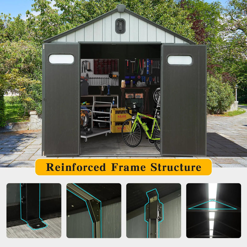 8x8FT Resin Outdoor Storage Shed with Lockable Door by HouseOfZazla
