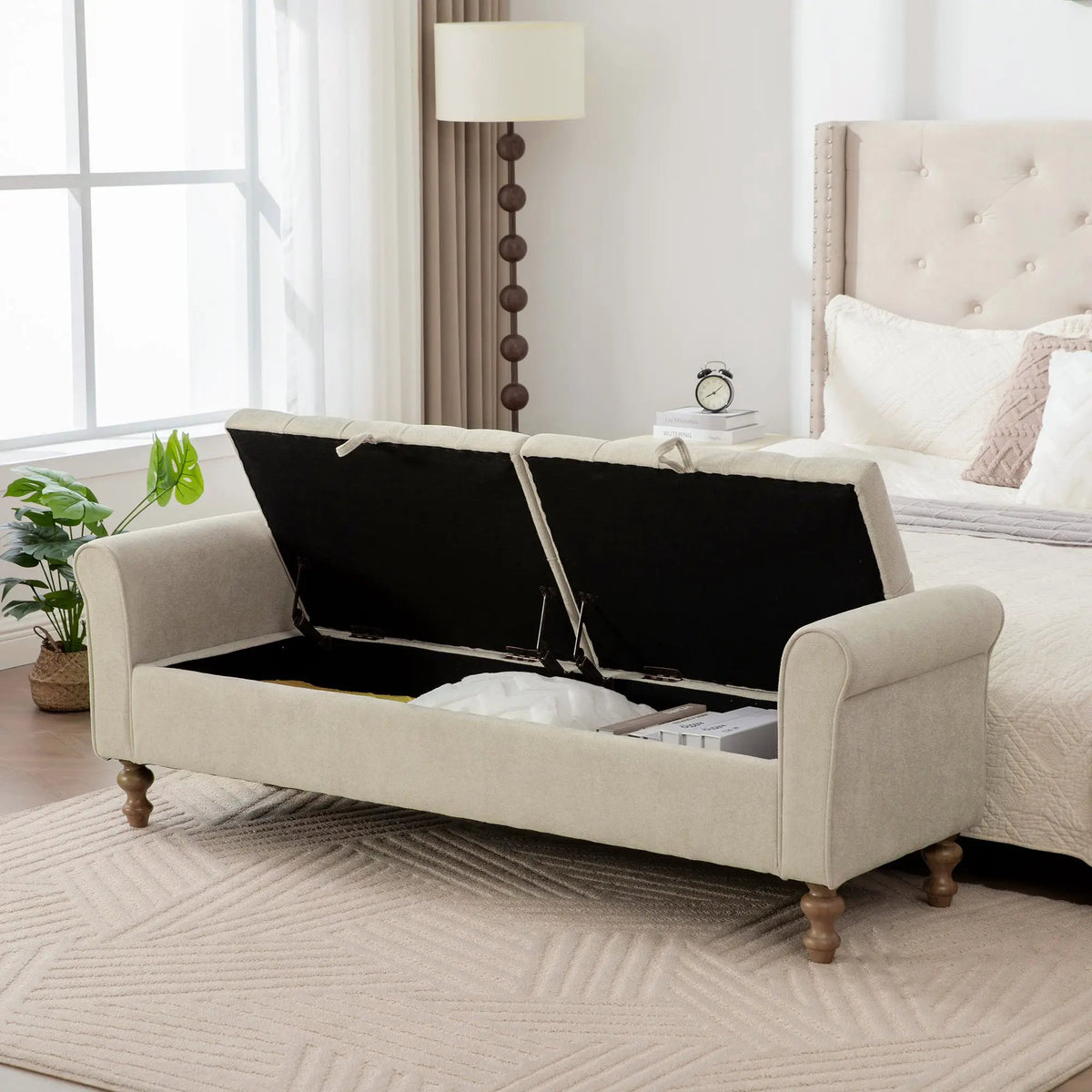 65.75" Wide Modern Upholstered Storage Bench by HouseOfZazla