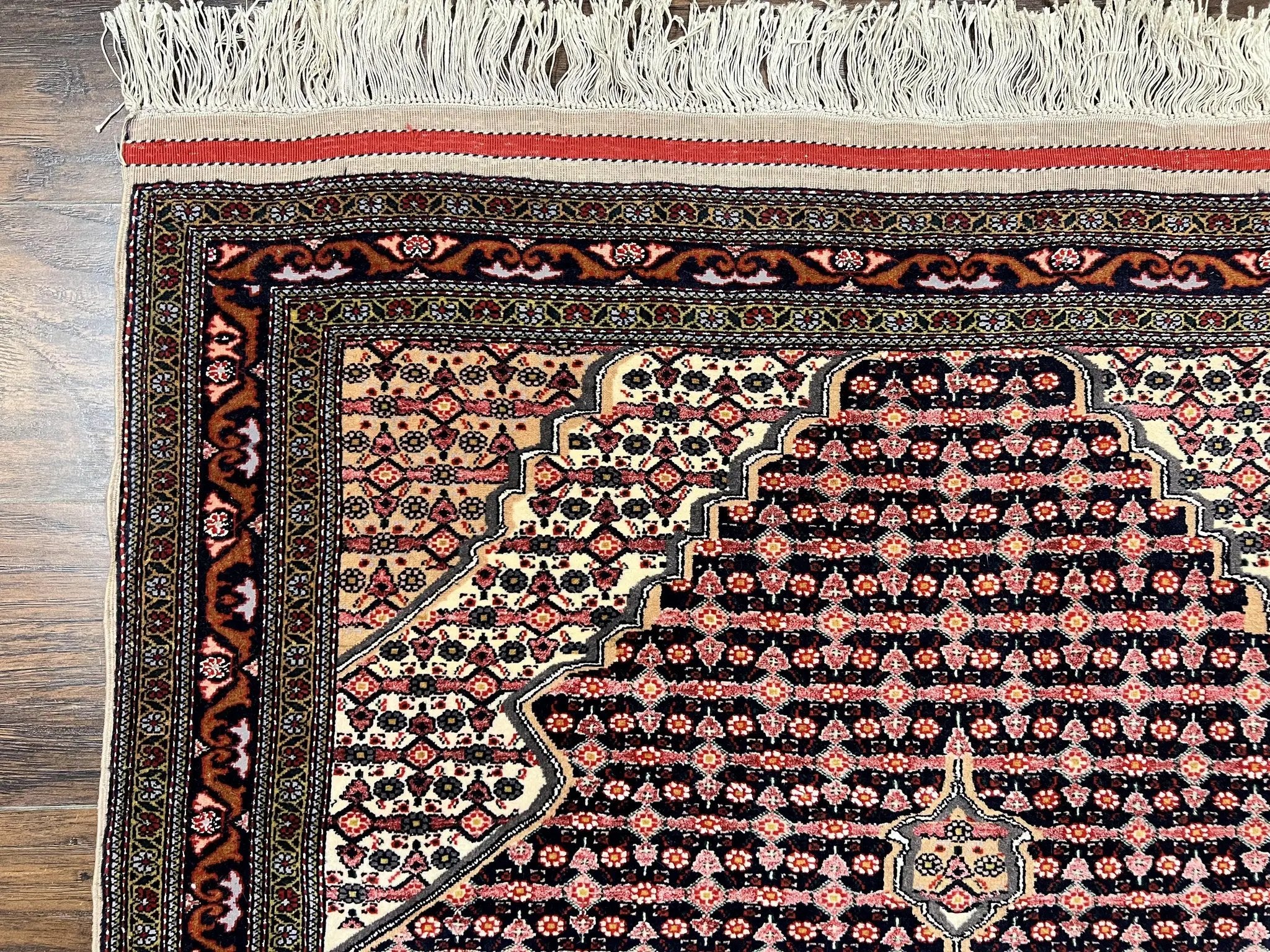 Afghan Rug 4x5, Wool with Silk Highlights, Very Fine Hand Knotted Vintage Oriental Carpet, Herati Pattern, Persian Rug, Bidjar Rug, 400 KPSI by Jewel Rugs