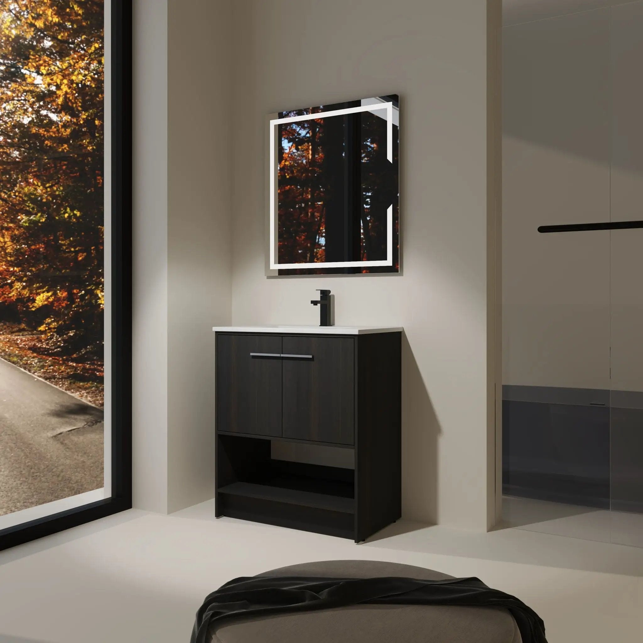 Modern Bathroom Vanity With Ceramic Sink, Freestanding Cabinet, Soft Closing Doors by Unique Piece Furniture