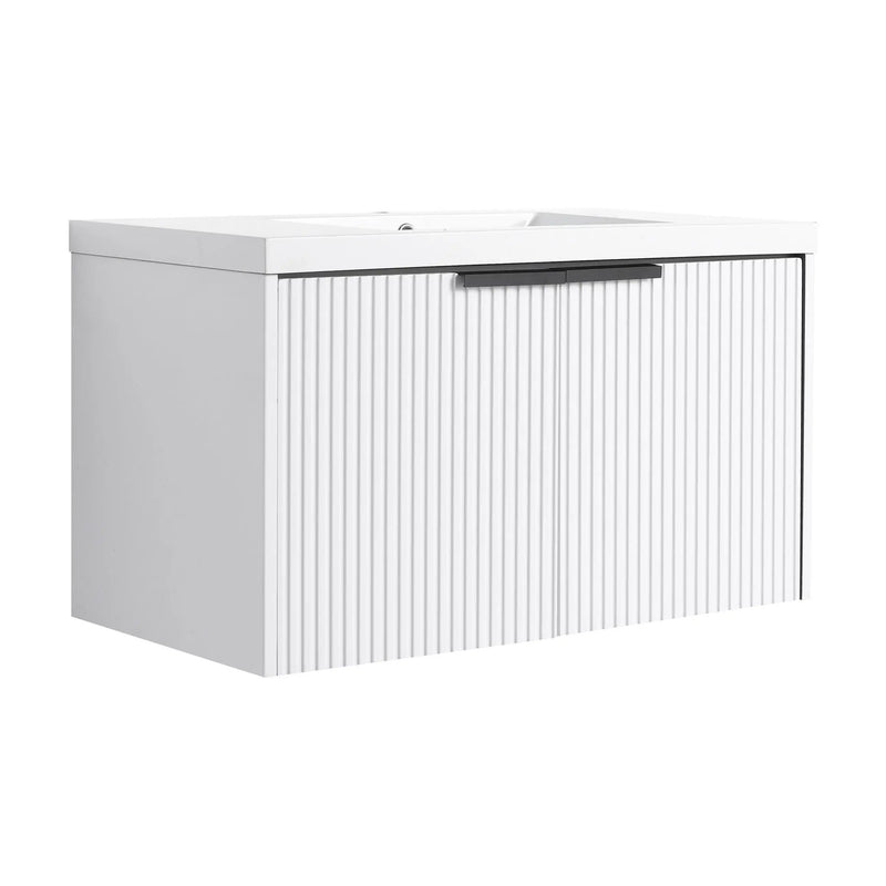 Contemporary Wall Mounted Bathroom Vanity With Resin Double Sink by HouseOfZazla