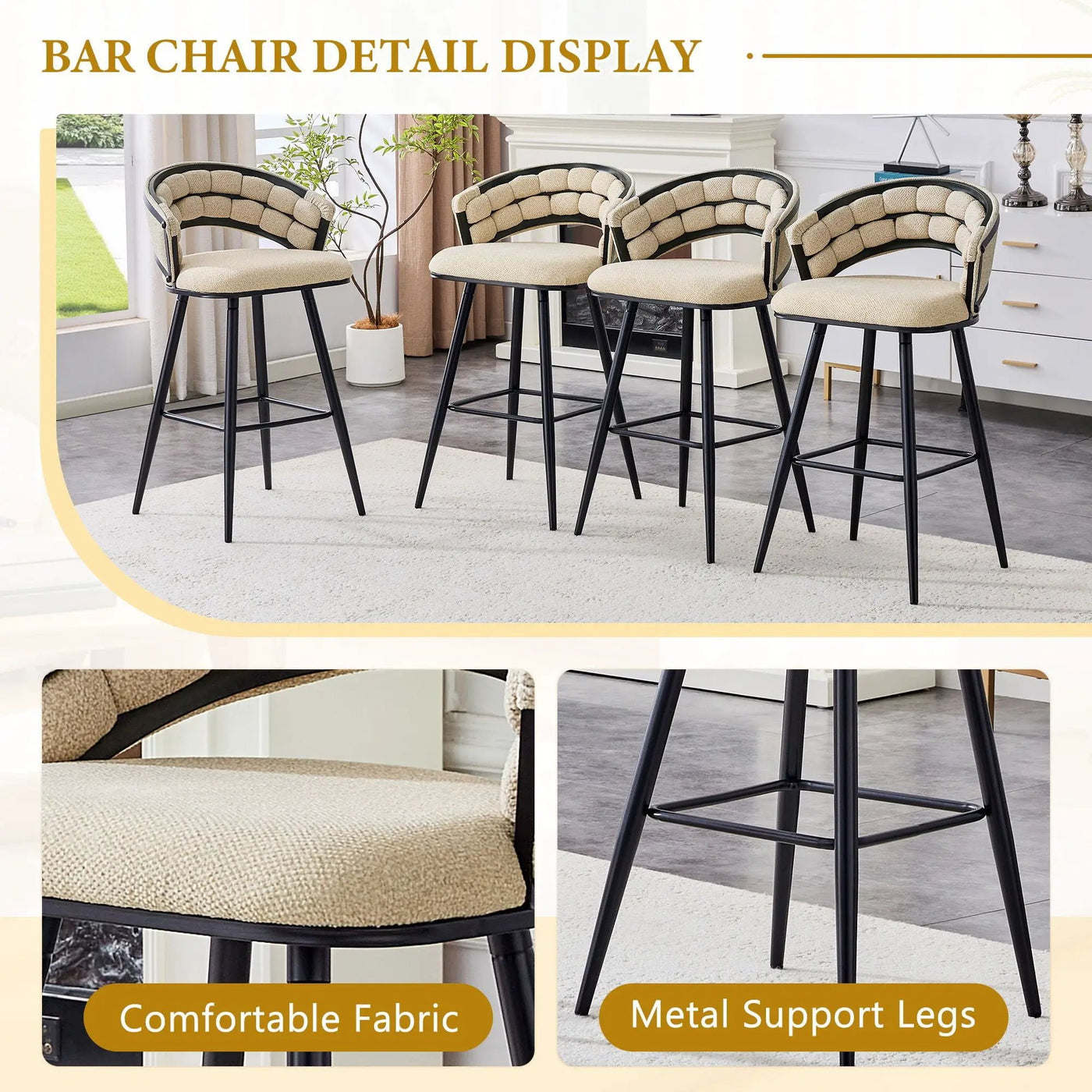 Bar Stools, Kitchen Island Counter Height Stools (Set of 2) by HouseOfZazla