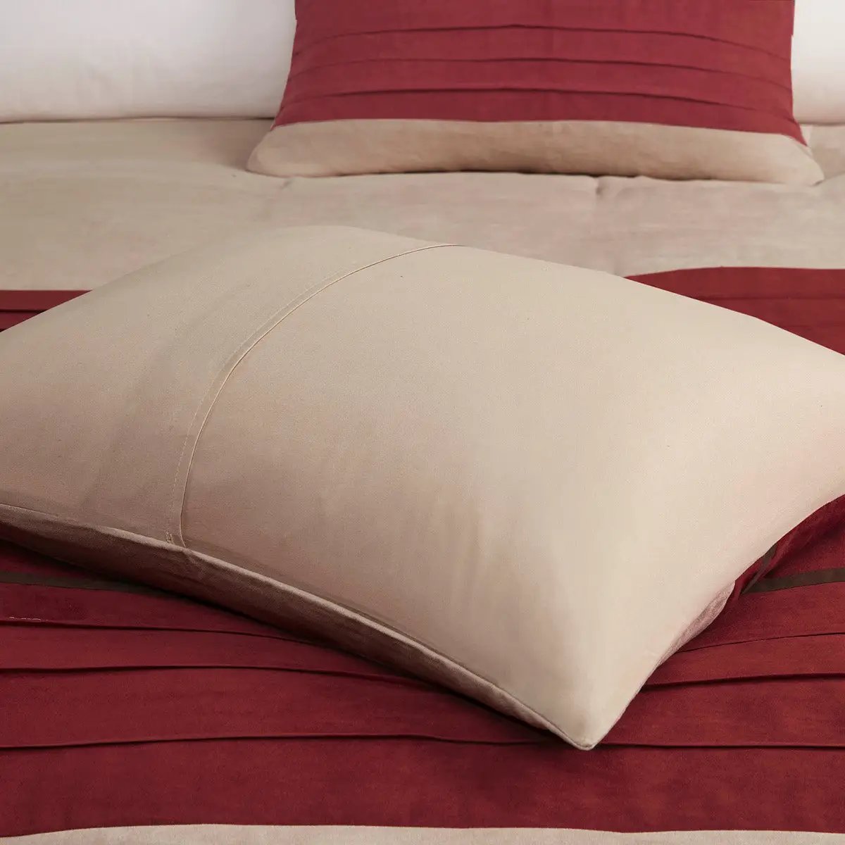 7 PC Pieced Faux Suede Comforter Set Red Queen by HouseOfZazla