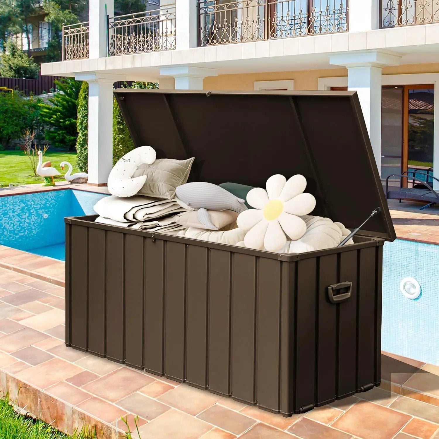 190 Gallon Metal Deck Box, Waterproof Steel Outdoor Storage Cabinet by HouseOfZazla