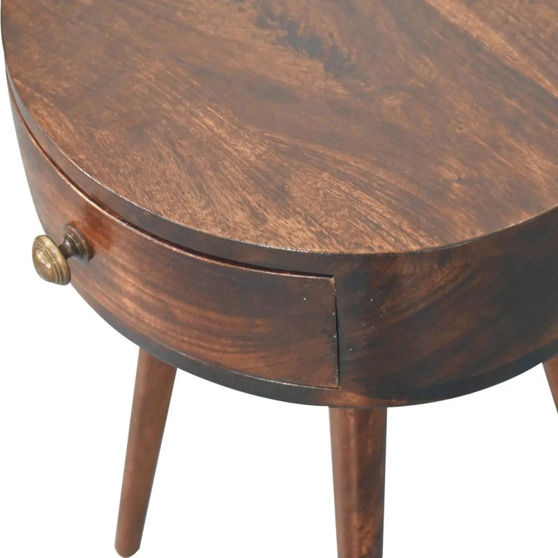 Circular Shaped Bedside Table - Walnut by HouseOfZazla