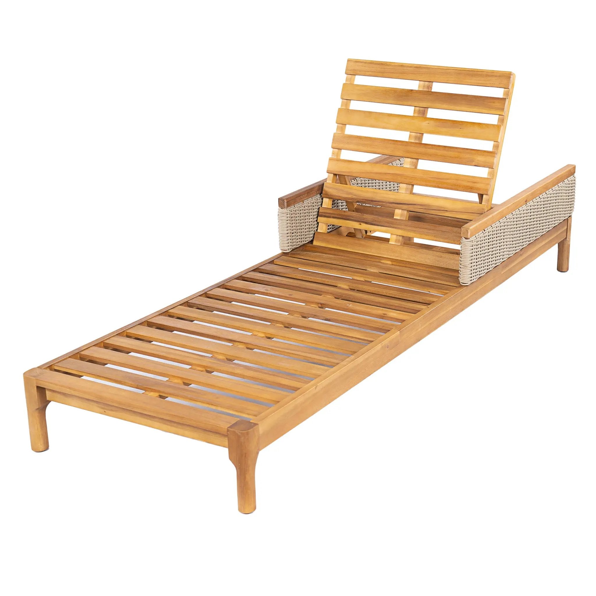 76.8" Solid Acacia Wood Sun Lounger Set of 2 with Cushions by HouseOfZazla