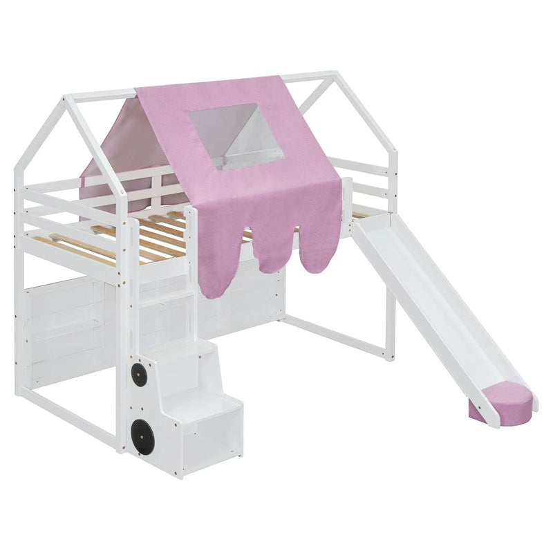 Loft Bed With House Shaped Frame And Tent by HouseOfZazla