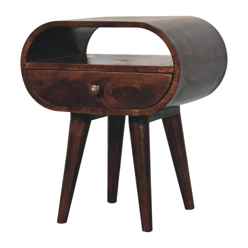 Circular Bedside Table With Open Slot - Walnut by HouseOfZazla