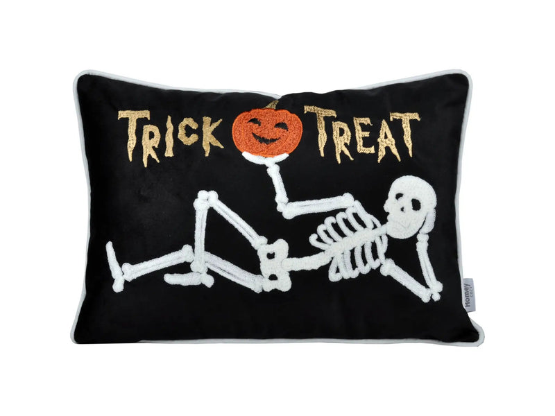 Trick or Treat Skeleton Velvet Throw Pillow Set of 2 by HouseOfZazla