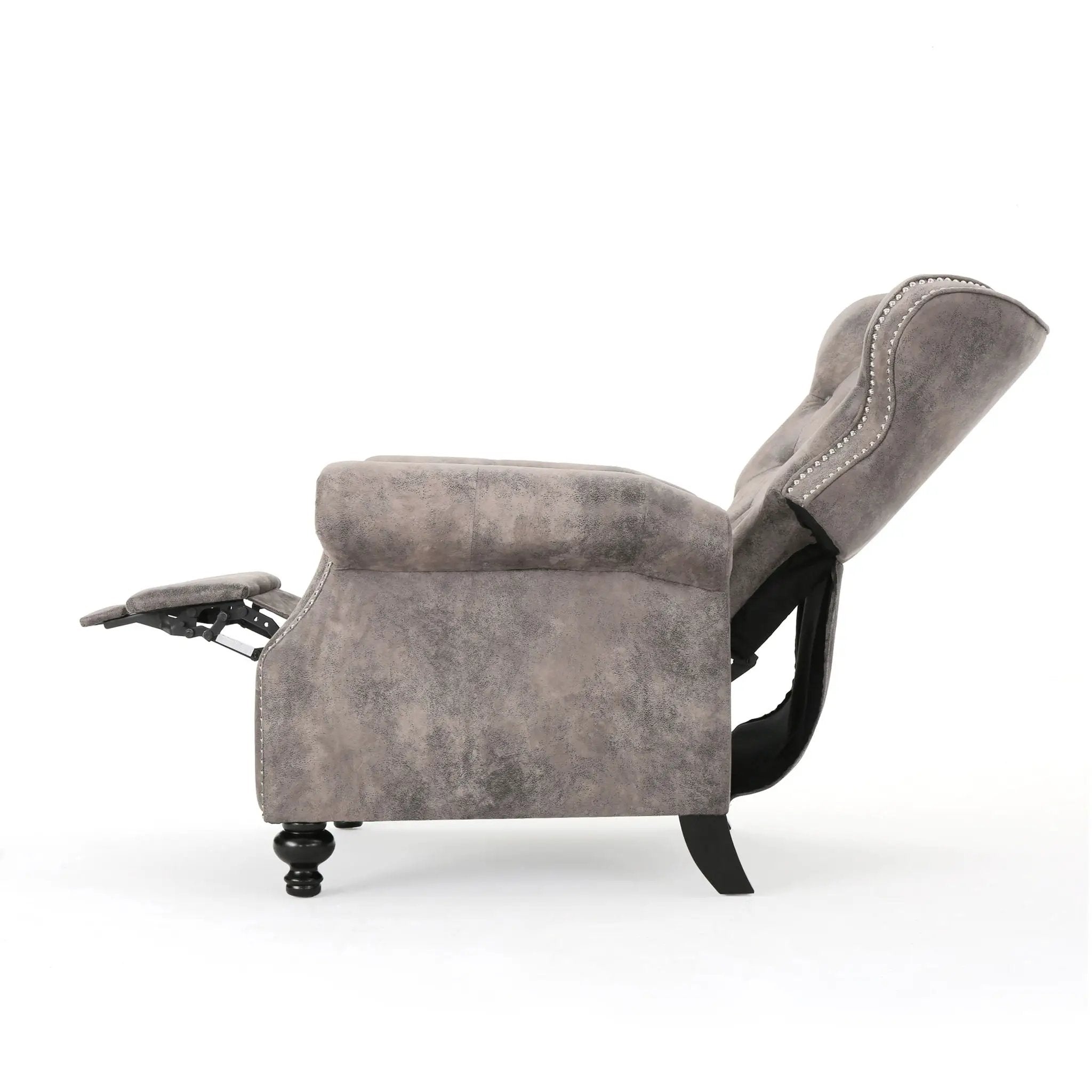 Accented Push Back Recliner Chair With Rolled Arms, Enjoy Cocooning Comfort by Unique Piece Furniture