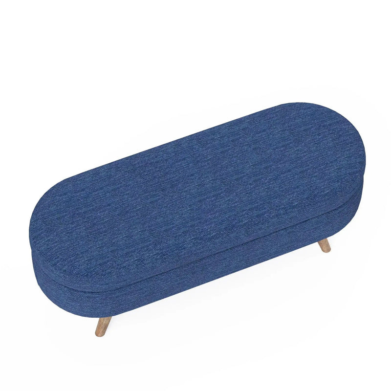 Ottoman Oval Storage Bench with Rubber Wood Legs by HouseOfZazla