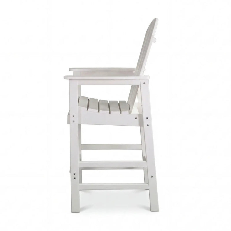 Outdoor Bar Height Adirondack Patio Chair With Cup Holder And Armrests All Weather UV Resistant - White by HouseOfZazla