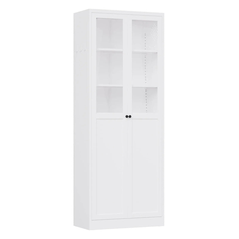 Tall Metal Kitchen Pantry Cabinet With Adjustable Shelves And Silent Magnetic Doors - White by Unique Piece Furniture