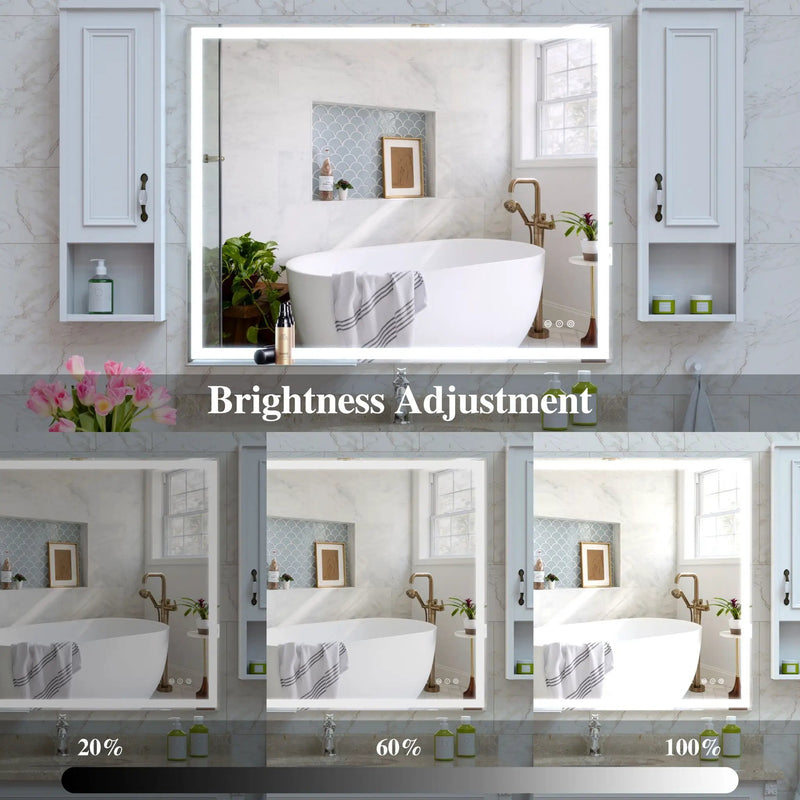 LED Bathroom Vanity Mirror Wall Mounted Adjustable / Warm / Natural Lights Anti-Fog Touch Switch With Memory Modern Smart Large Bathroom Mirrors by HouseOfZazla
