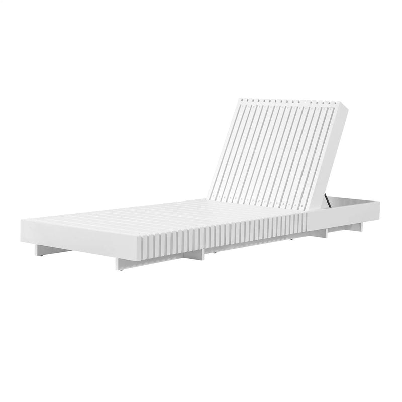 White Acacia Solid Wood Outdoor Chaise Lounge with Dark Grey Cushion by HouseOfZazla