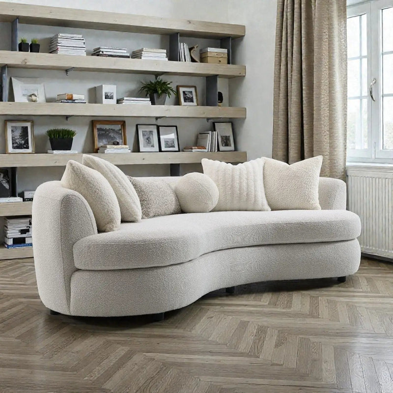 Iniko - Boucle Sofa With Toss Pillows - Beige by Unique Piece Furniture