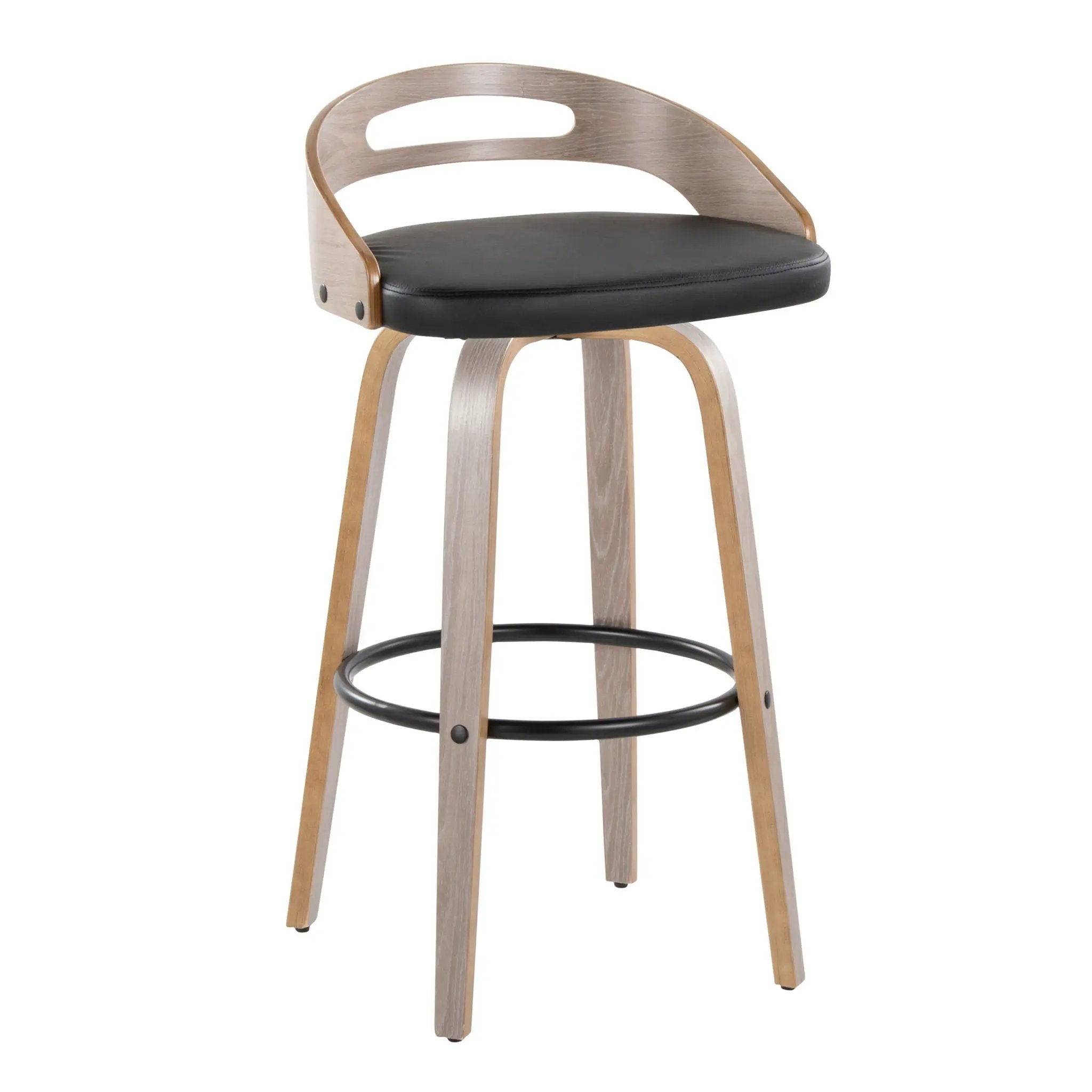 Cassis - Mid Century Modern Fixed Height Barstool With Swivel With Round Footrest (Set of 2) by Unique Piece Furniture