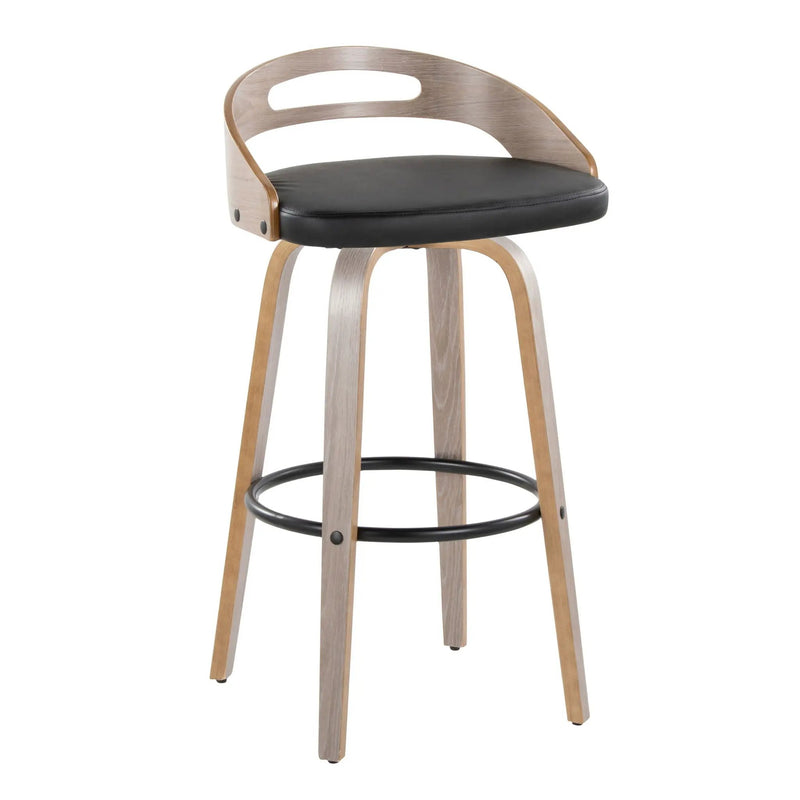 Cassis - Mid Century Modern Fixed Height Barstool With Swivel With Round Footrest (Set of 2) by HouseOfZazla