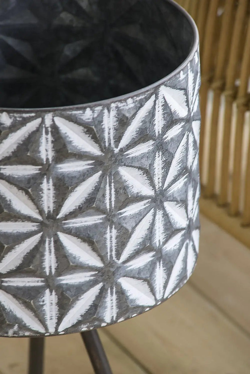 Metal Planter Stand, Round Galvanized Farmhouse Planter (Set of 2) - Gray by Unique Piece Furniture
