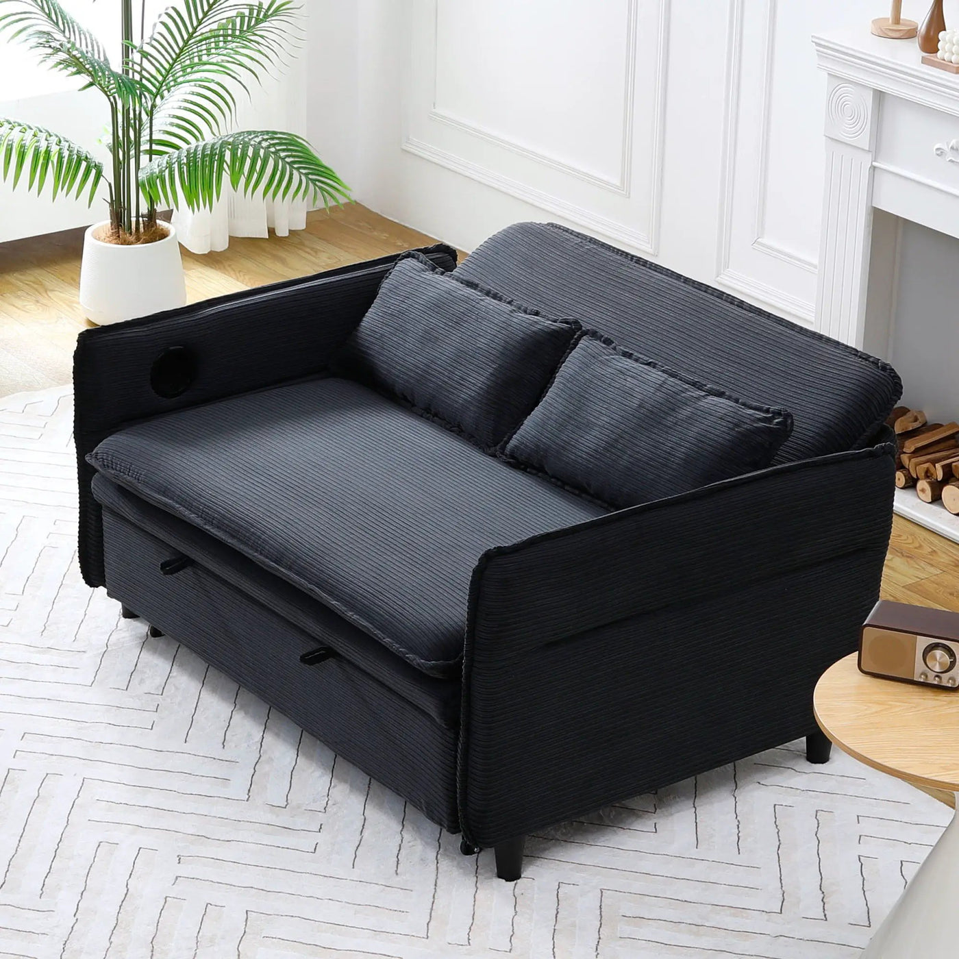 Modern Fabric Multi-Functional Sofa Bed With Adjustable Armrests And Backrests by Unique Piece Furniture