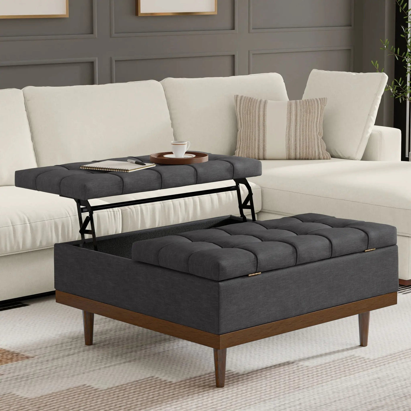 Mariah - Upholstered Lift Top Table Storage Ottoman by Unique Piece Furniture