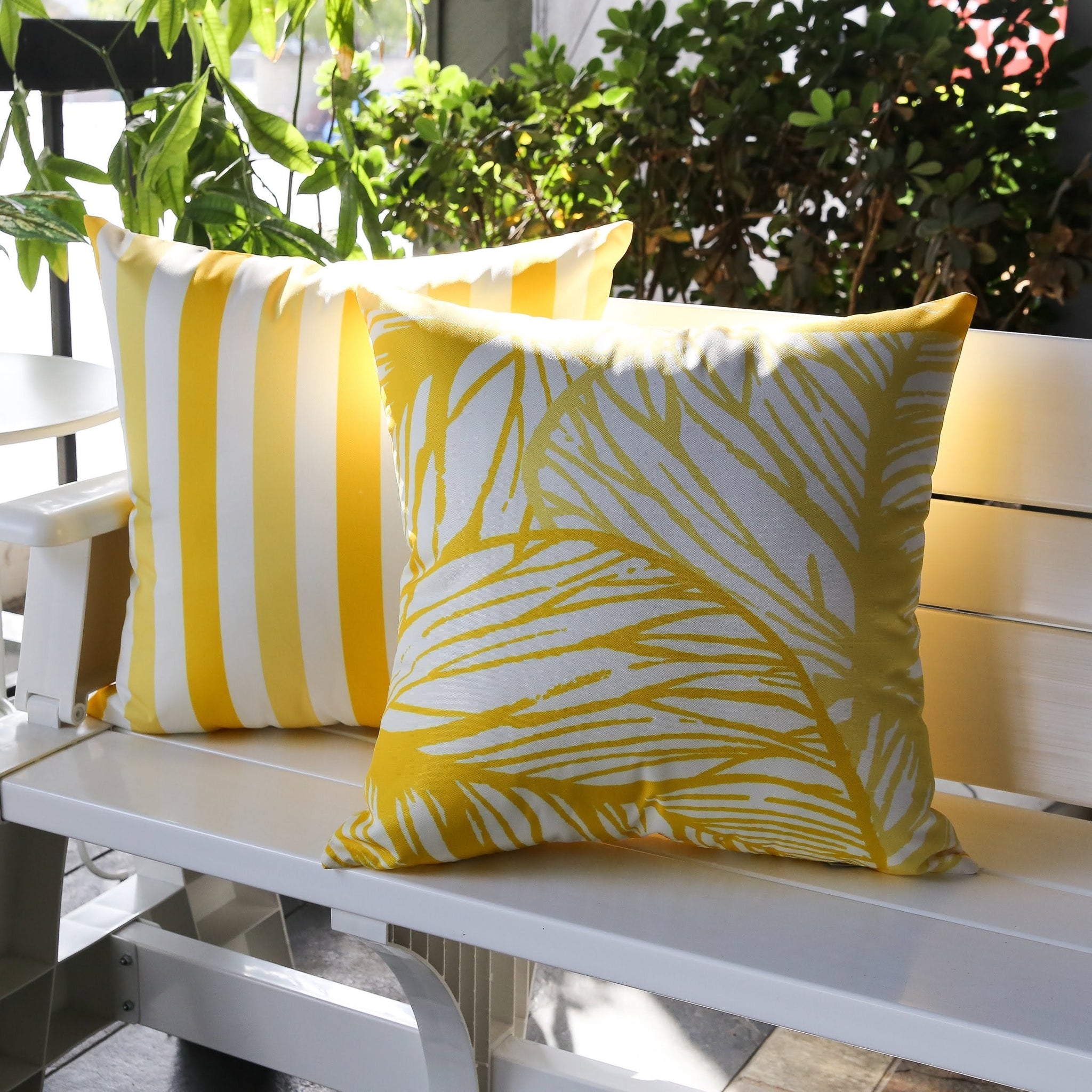 Leaf Vein Yellow Outdoor & Indoor Pillow by HouseOfZazla
