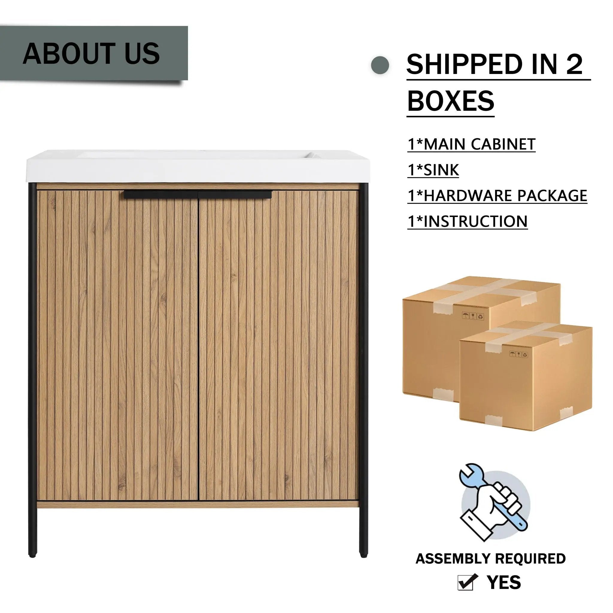 Modern Freestanding Bathroom Vanity With Resin Sink & Soft Close Cabinet Doors by Unique Piece Furniture