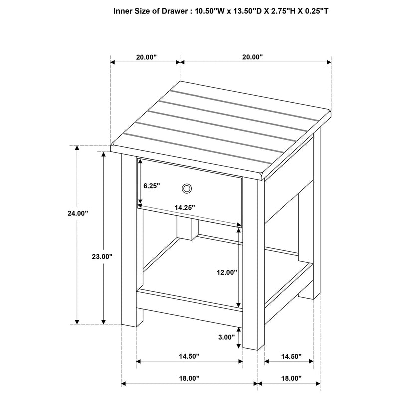 Castleton - 1 Drawer Wood End Table With Shelf by HouseOfZazla
