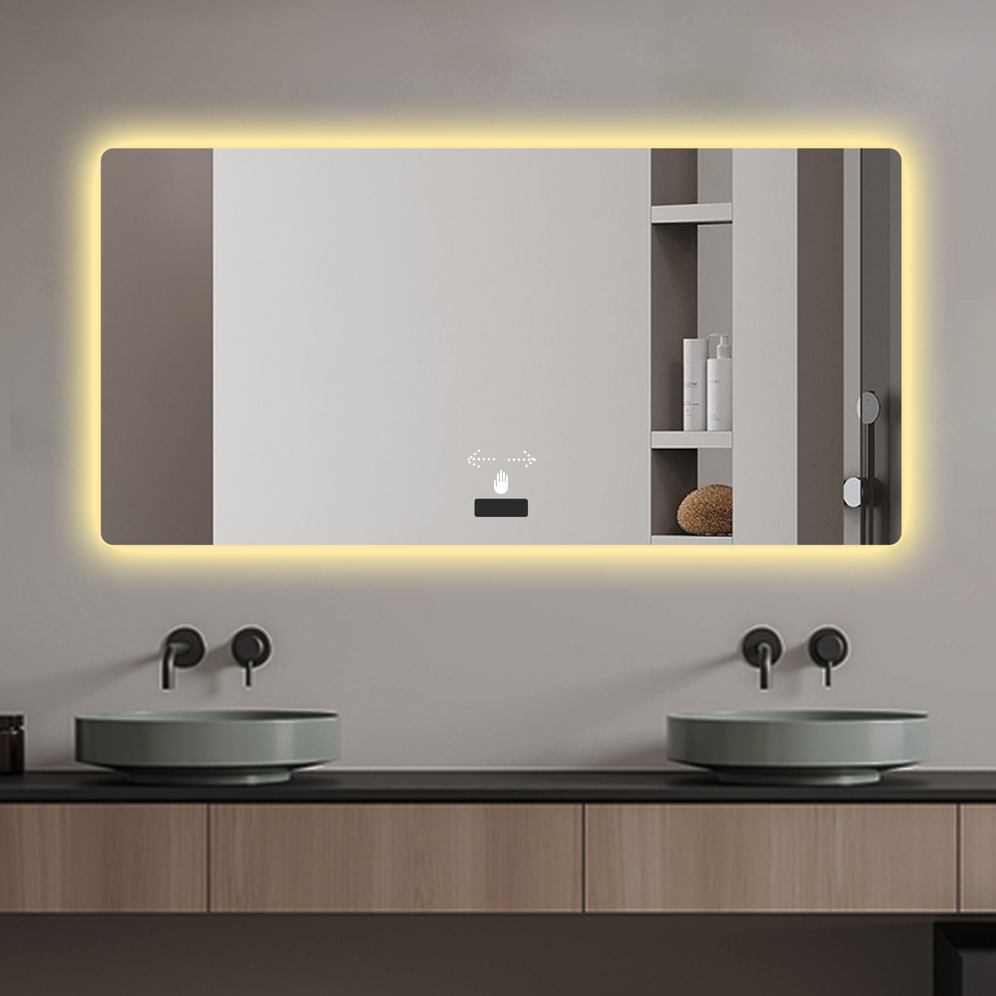 Frameless Bathroom Mirror With Light, LED Backlit, Tri Color Dimming, Anti Fog, Smart Sensor - Silver by HouseOfZazla