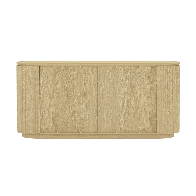 Olivia - Sideboard With 4 Adjustable Shelves With Handle Free Doors And Rounded Edges - Oak by HouseOfZazla
