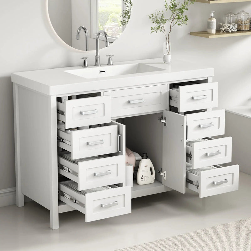 Bathroom Vanity With Sink, 2 Doors & 8 Drawers, Soft Close System by HouseOfZazla