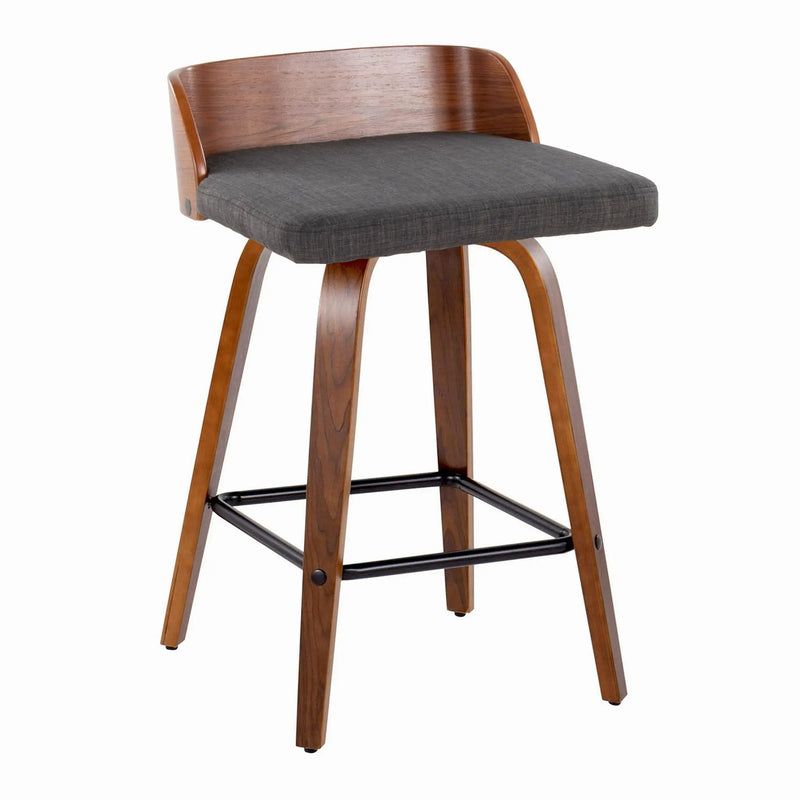 Maya - Mid Century Modern Fixed Height Counter Stool With Swivel And Square Footrest (Set of 2) by Unique Piece Furniture