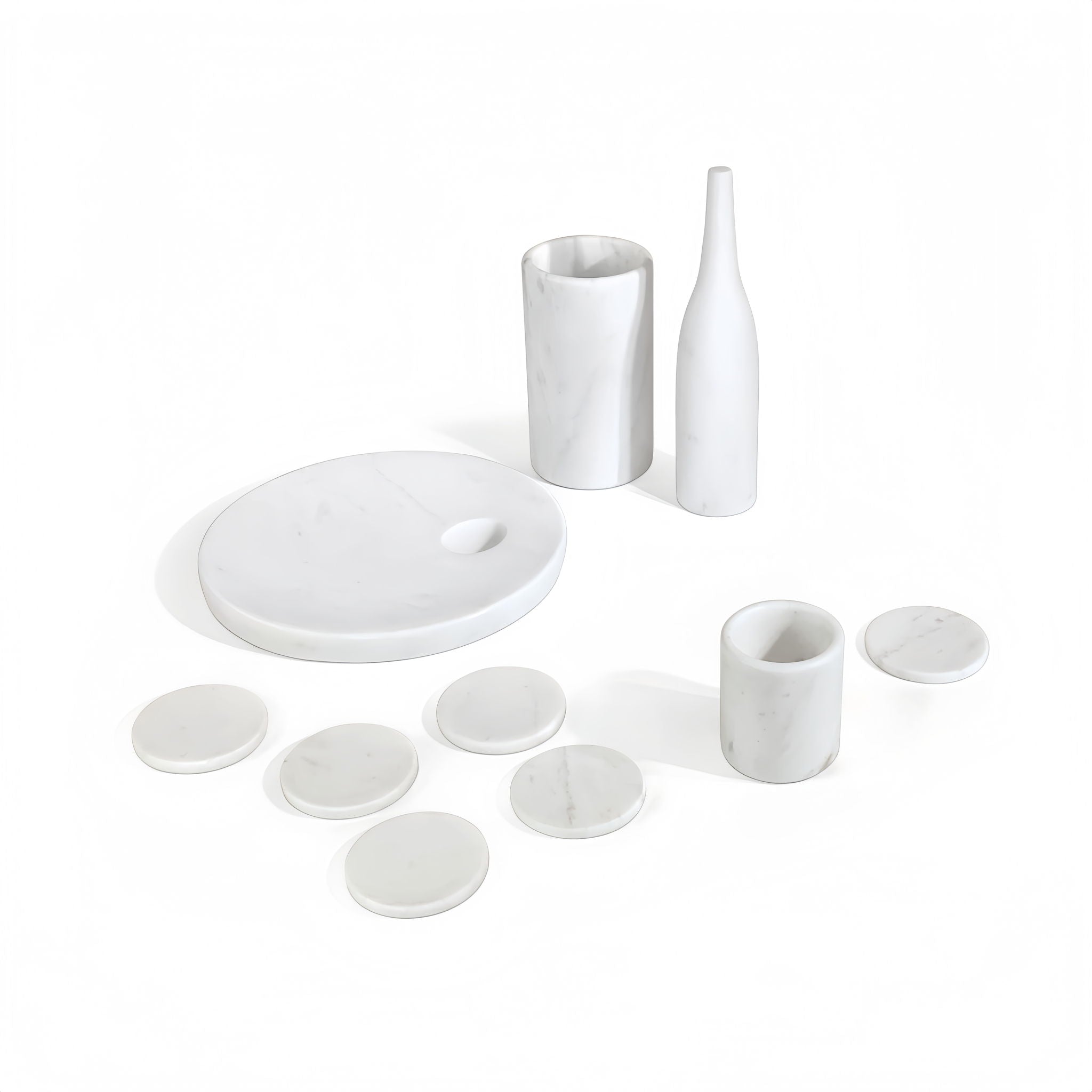 10 Pieces Luxury Natural Marble Dining Room Accessories Set by HouseOfZazla