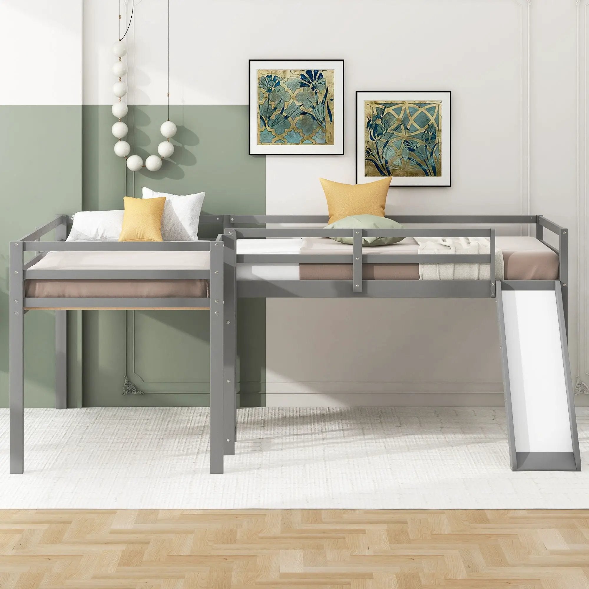 L Shaped Loft Bed With Ladder And Slide by Unique Piece Furniture