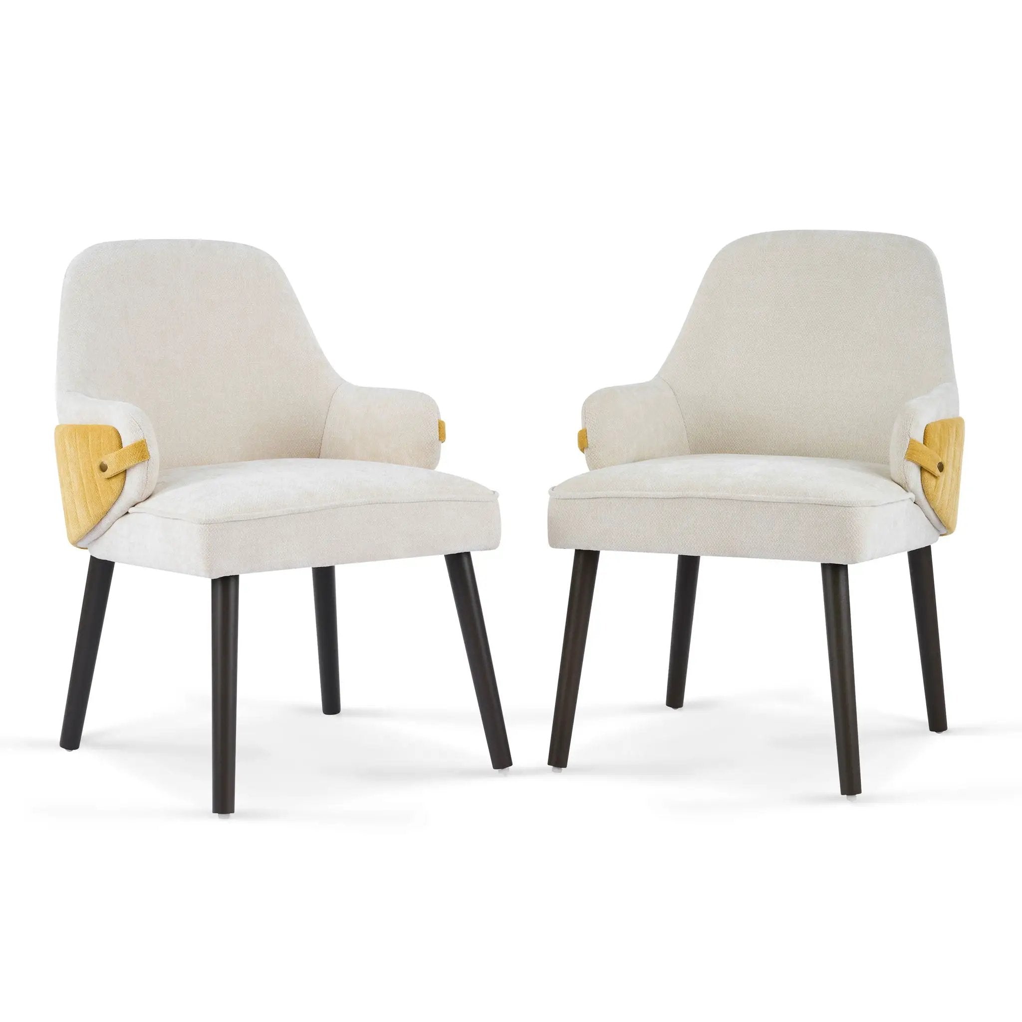Indoor Dining Chair Set of 2 with Sturdy Frame - Beige / Yellow