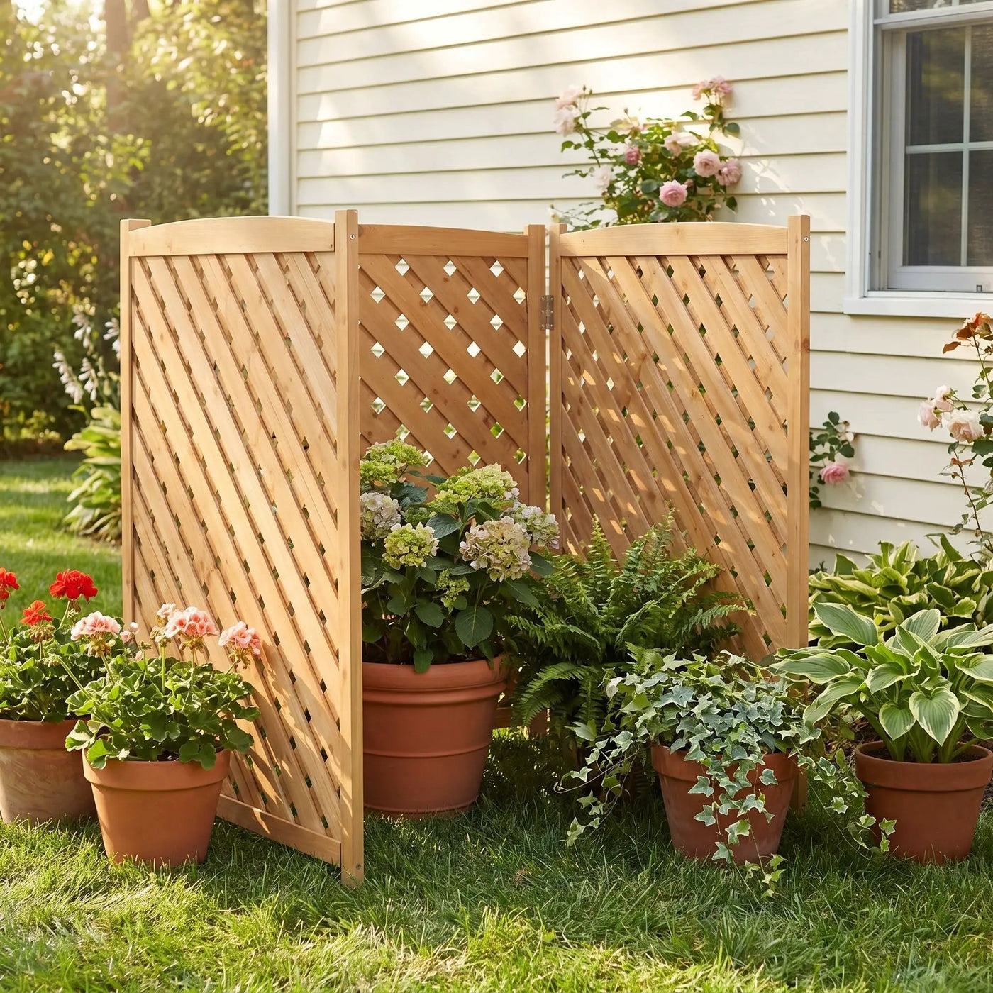 Outdoor 3 Panel Air Conditioner Fence Screen by HouseOfZazla