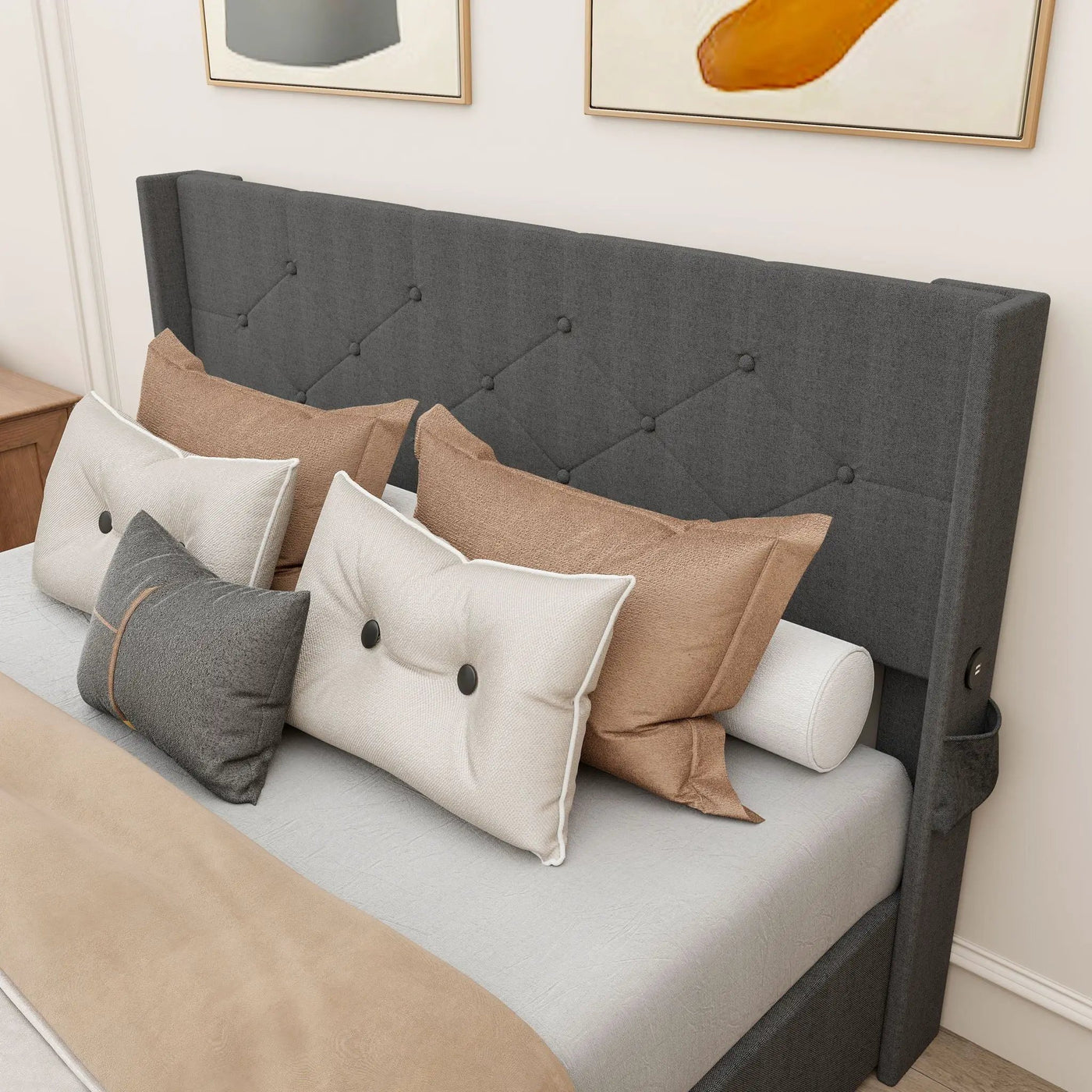 Bed With Gas Lift Storage, USB Ports by Unique Piece Furniture