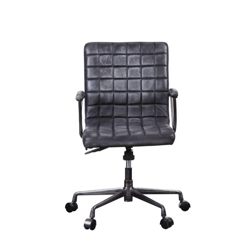 Barack - Office Chair - Vintage Black Top Grain Leather & Aluminum by Unique Piece Furniture