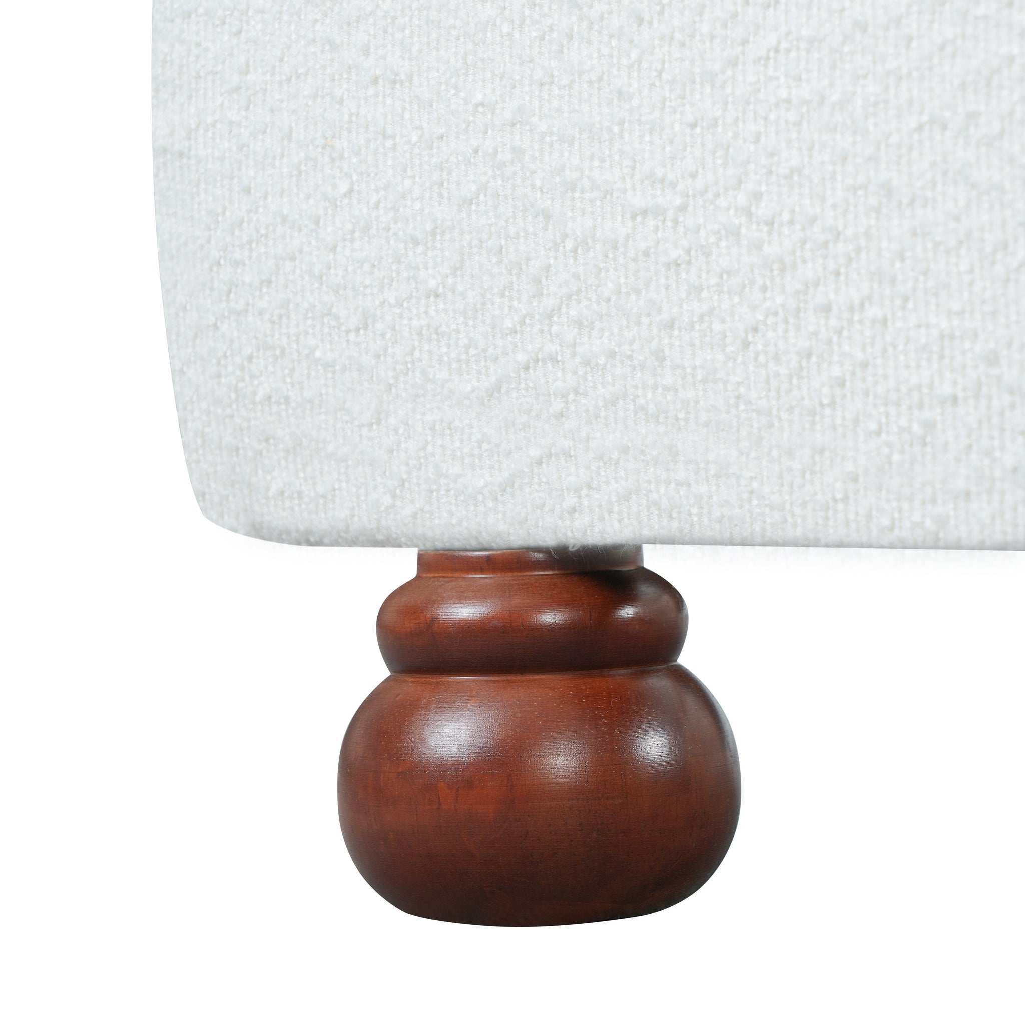 Cream-colored Boucle Upholstered Bed with Rubber Wood Foot, Queen by HouseOfZazla