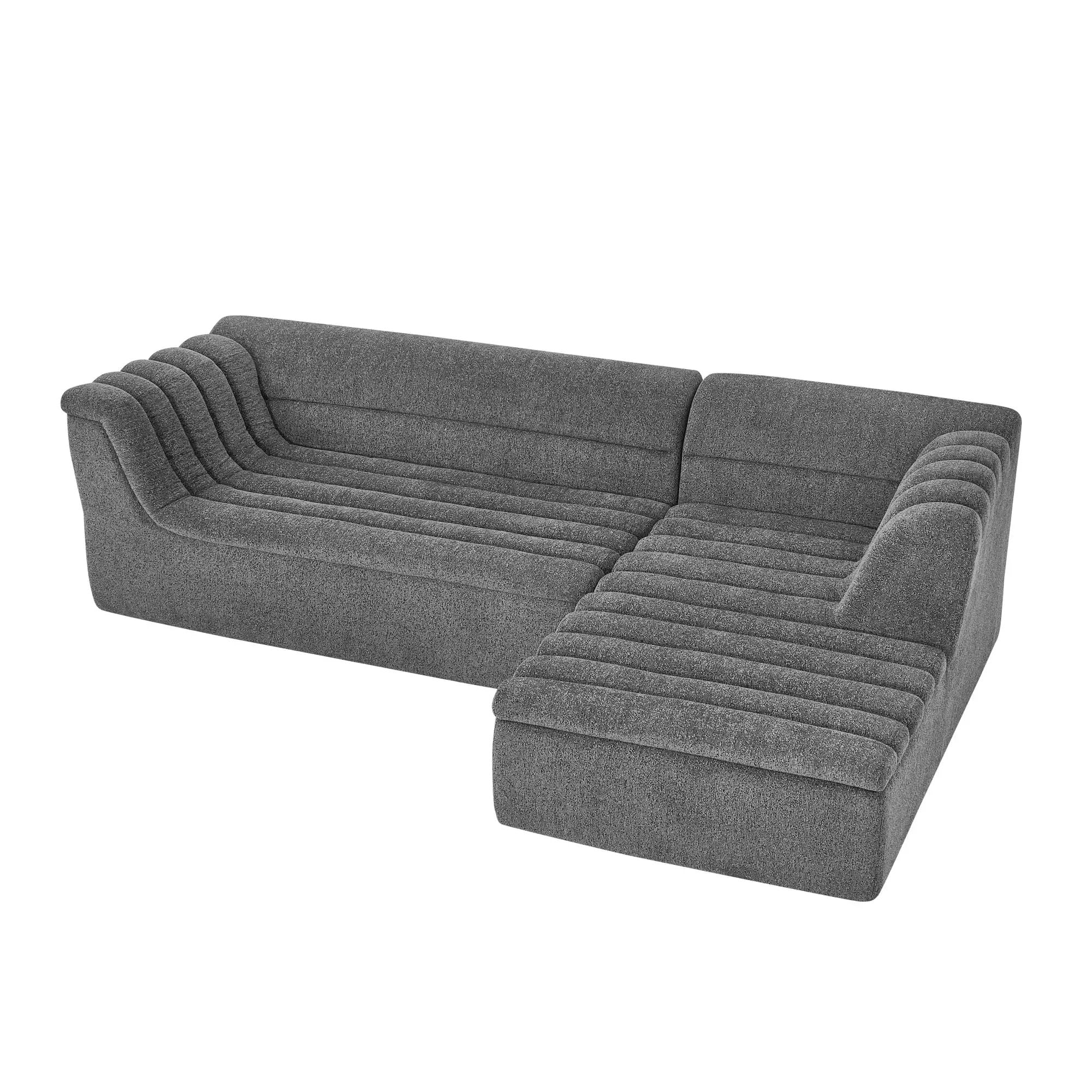 Upholstered L-Shaped Modular Sectional Sofa With Chaise, Wave-Shaped Armrest by Unique Piece Furniture